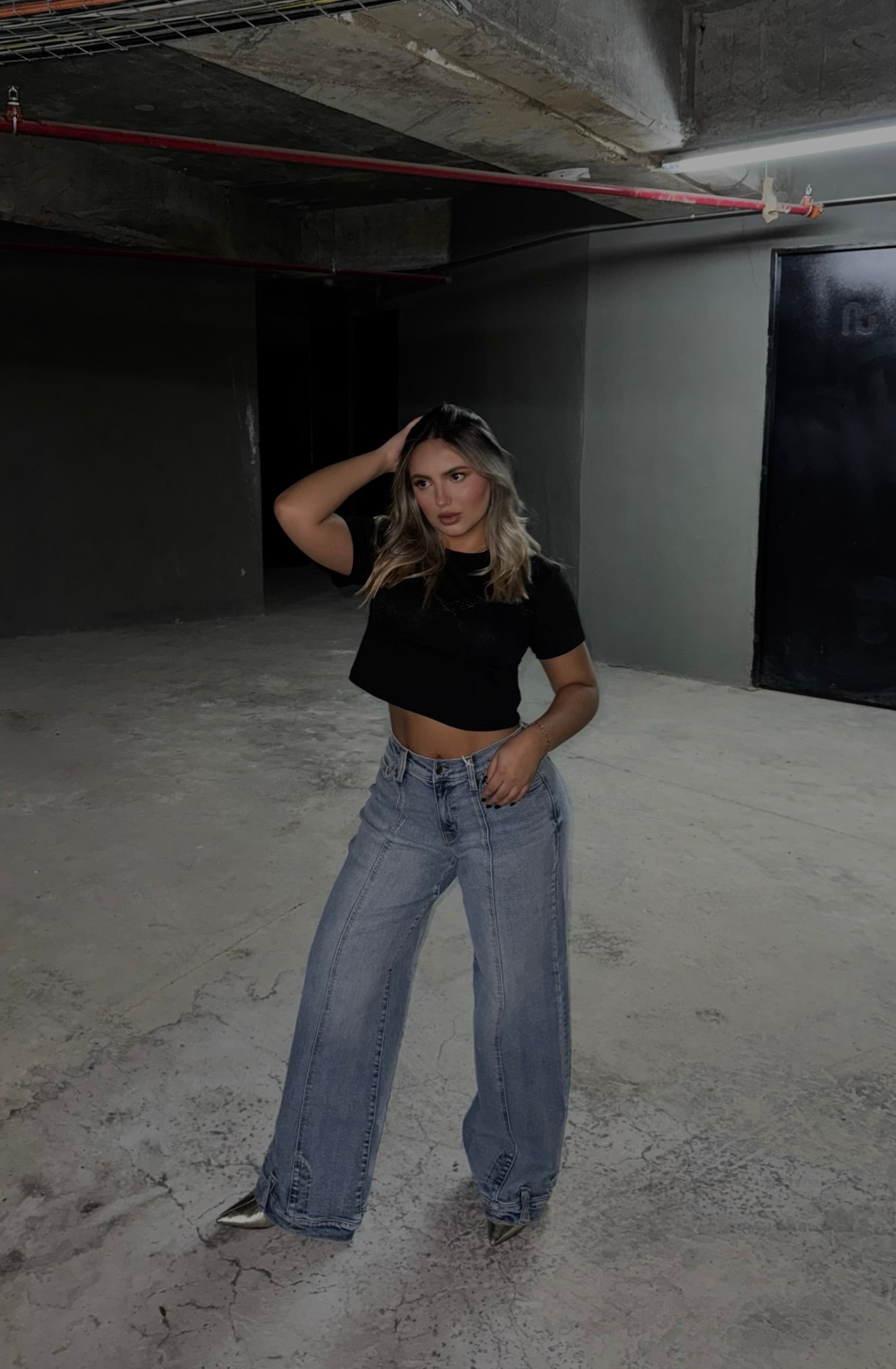 CAMISA GAL ENCAJE NEGRA