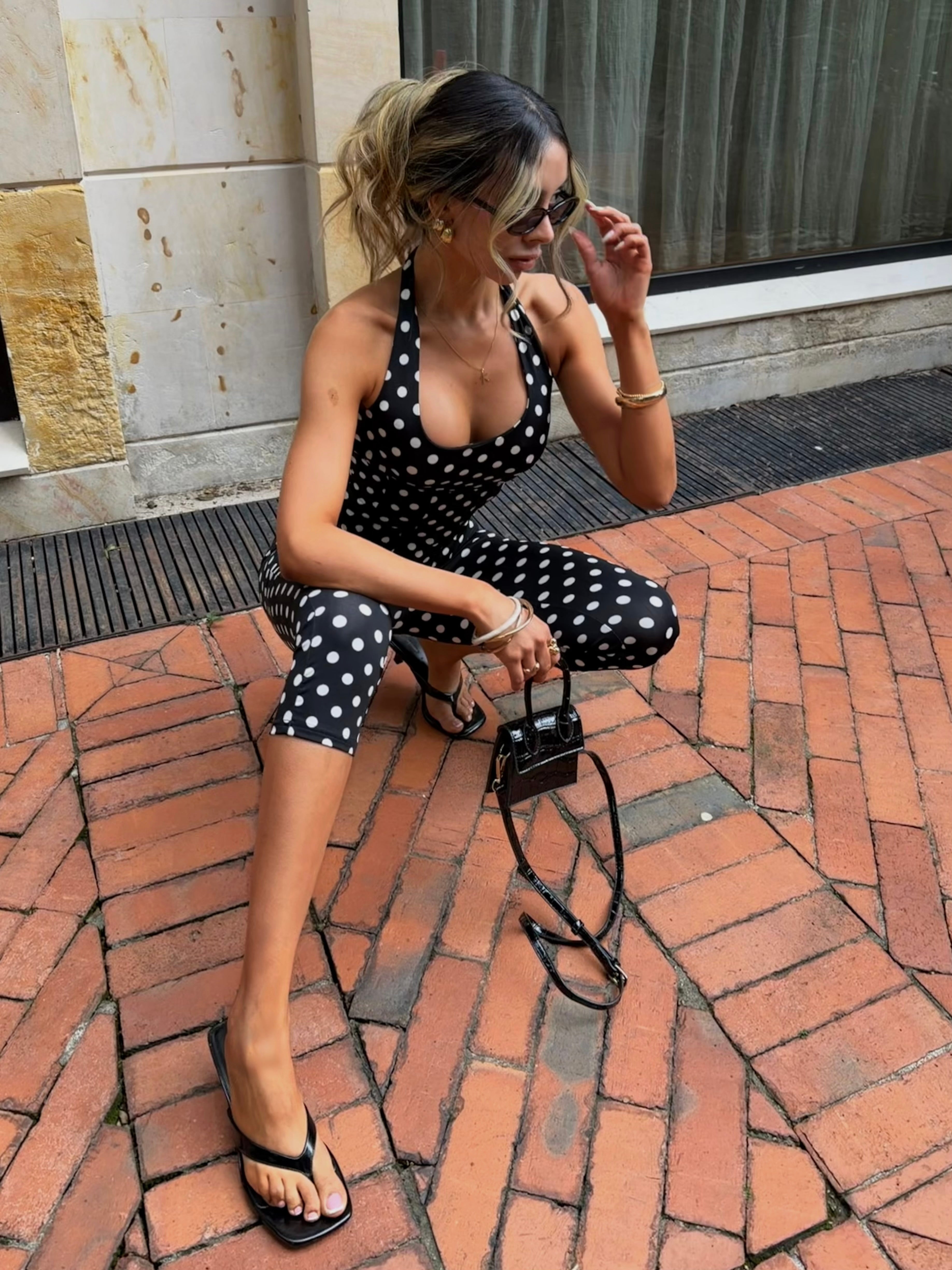SET BIKER POLKA DOTS NEGRO GIO 26357