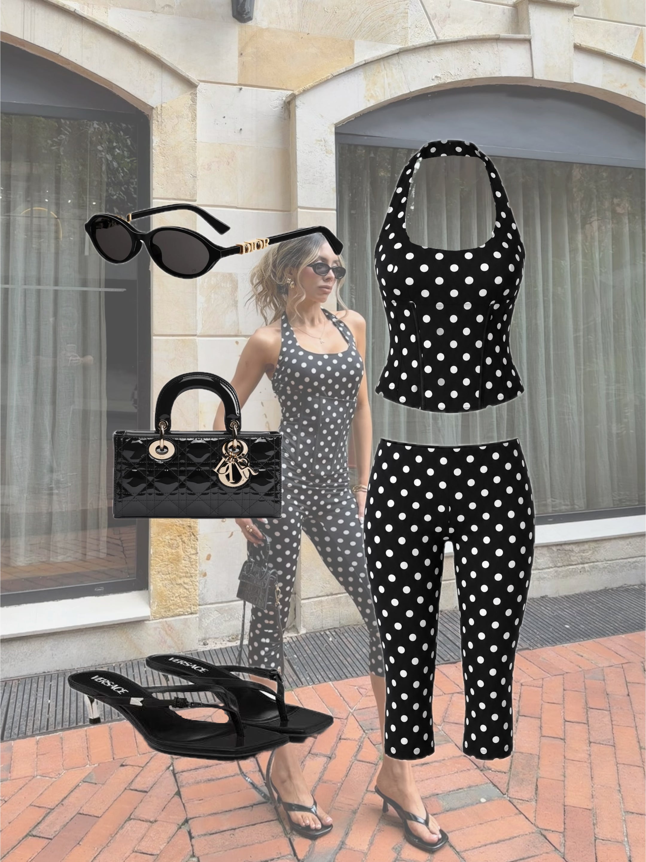 SET BIKER POLKA DOTS NEGRO GIO 26357