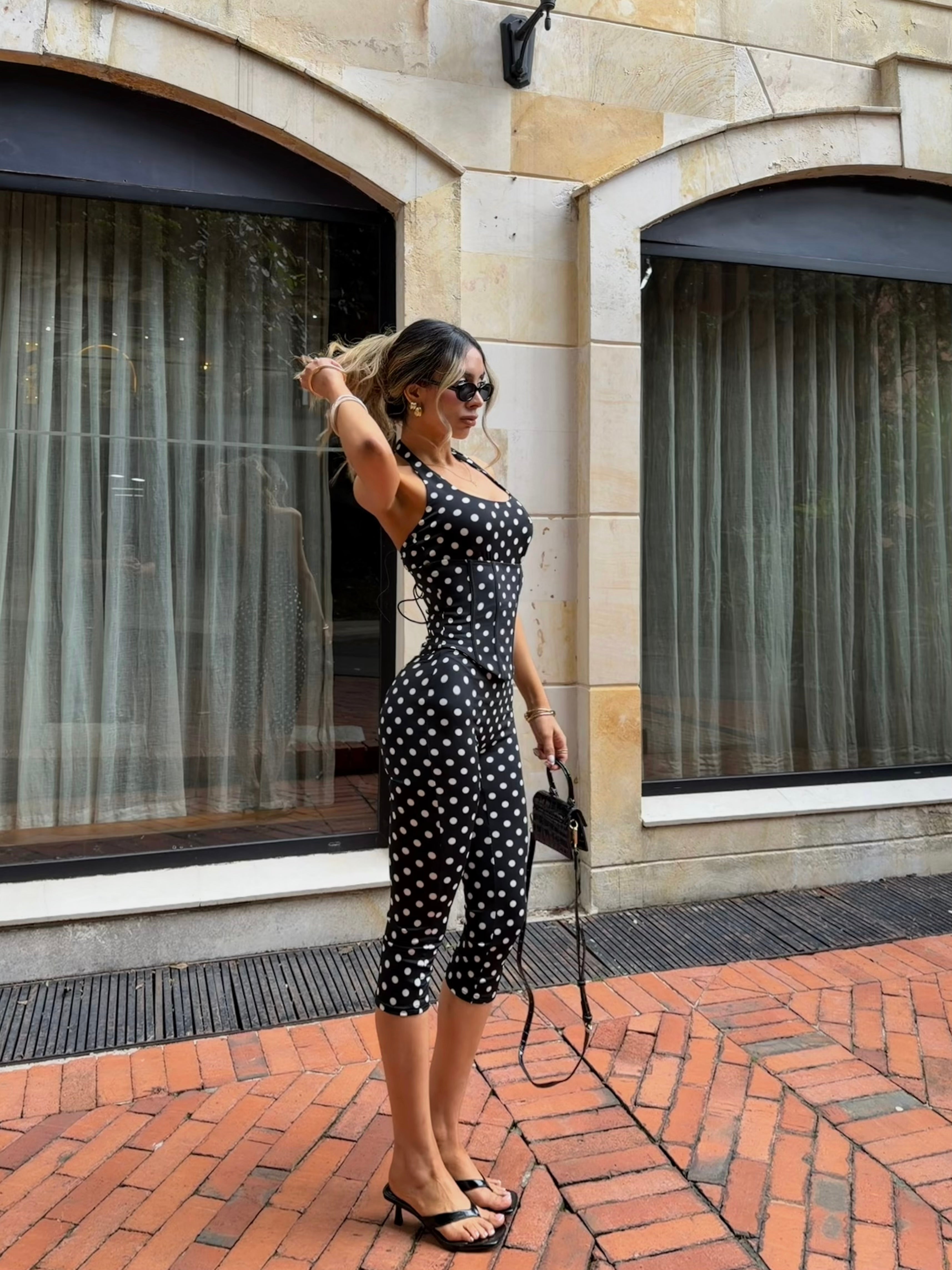 SET BIKER POLKA DOTS NEGRO GIO 26357