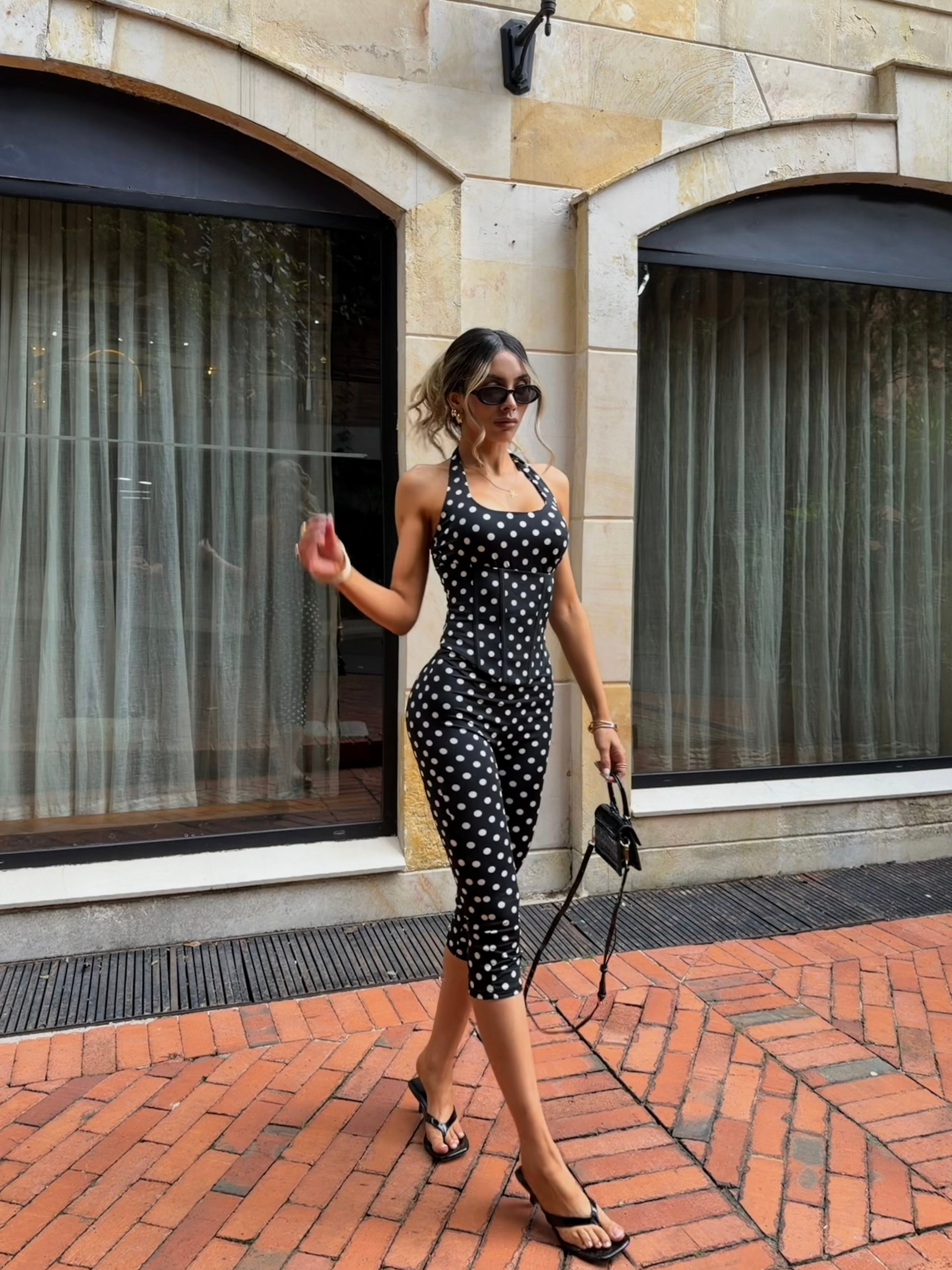 SET BIKER POLKA DOTS NEGRO GIO 26357
