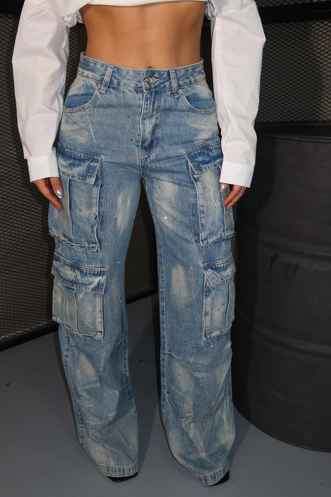 PANTALON WIDE CARGO HIELO C44