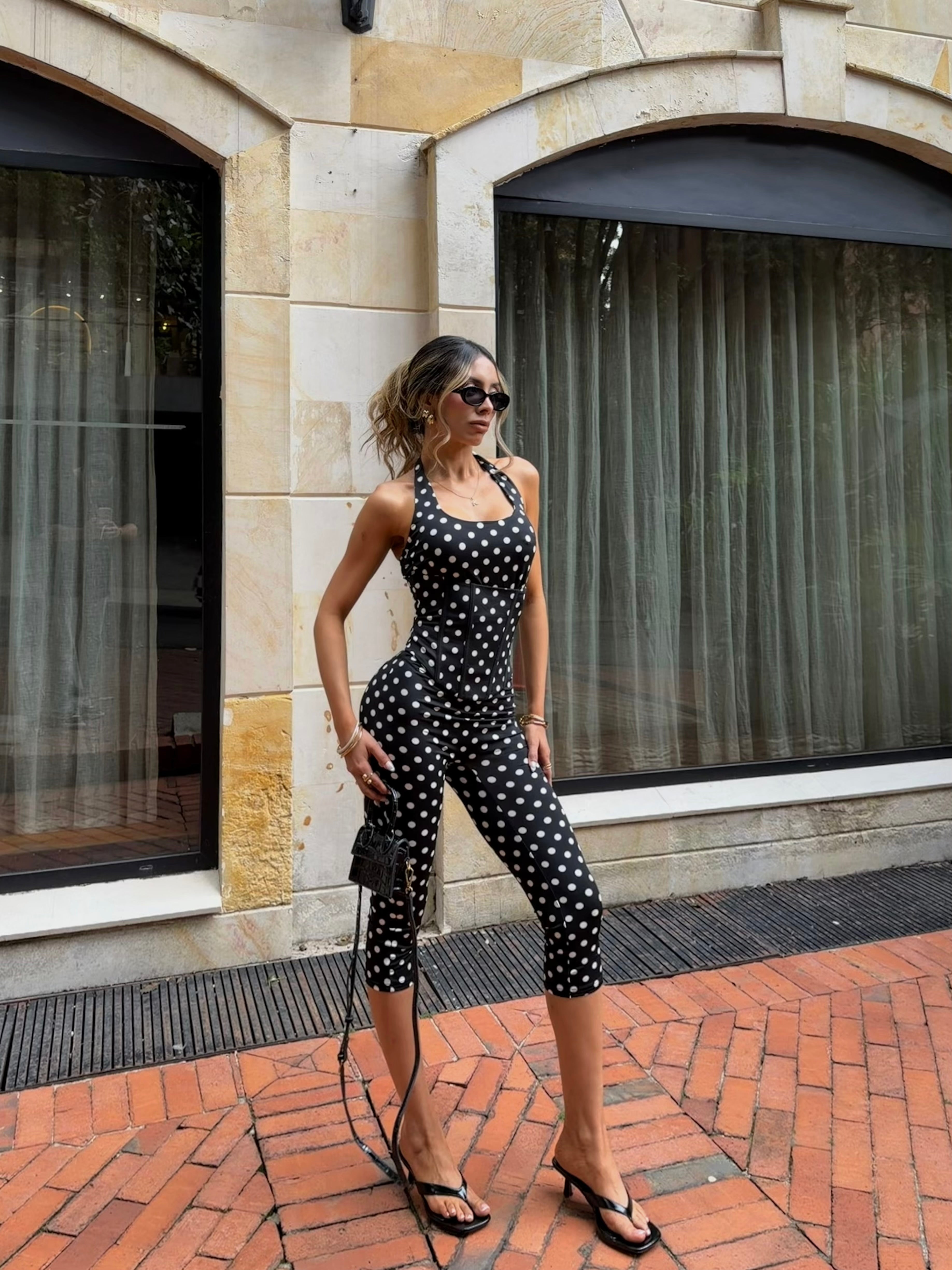 SET BIKER POLKA DOTS NEGRO GIO 26357