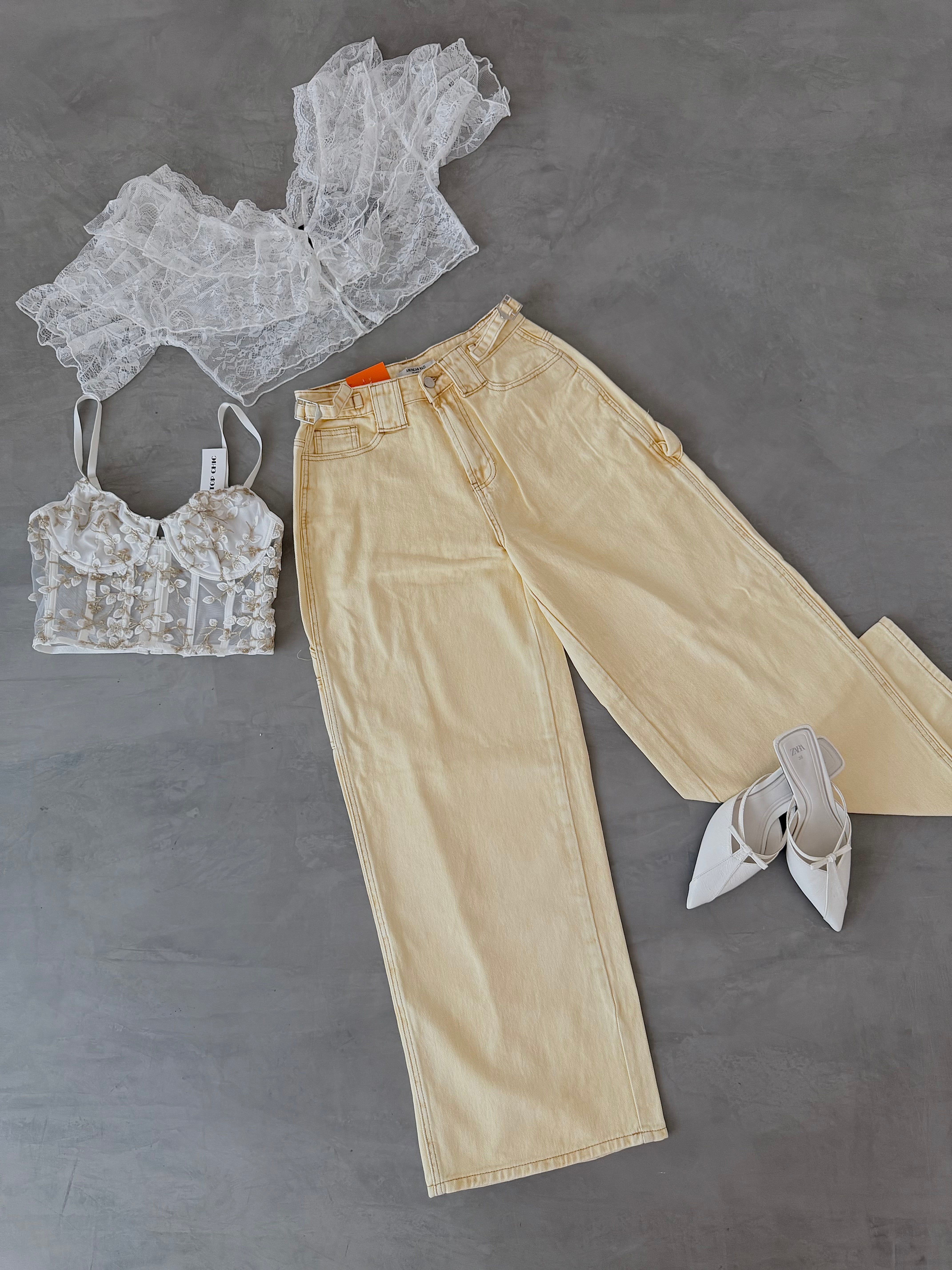 PANTALON AMERICAN WIDE LEG AMARILLO