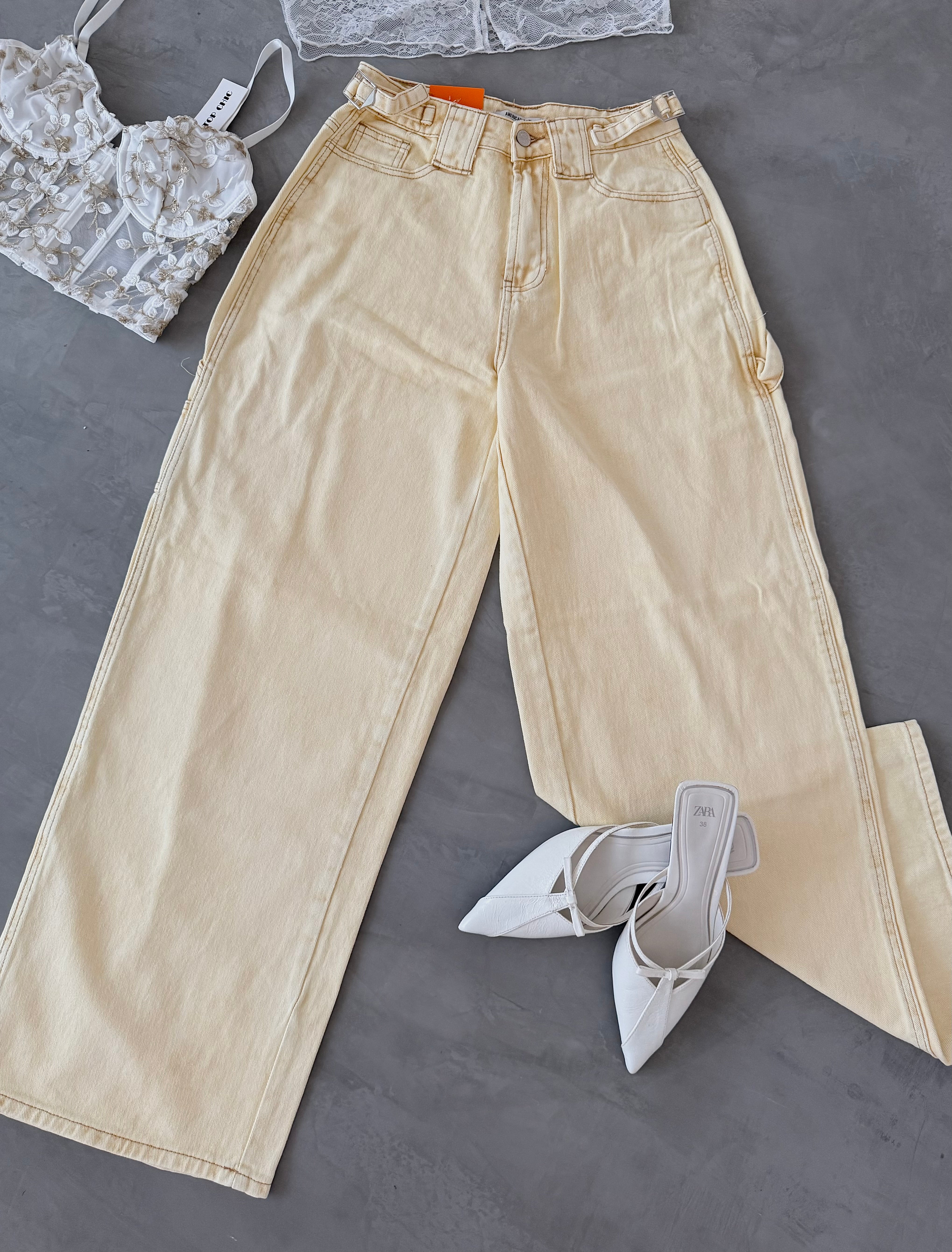 PANTALON AMERICAN WIDE LEG AMARILLO