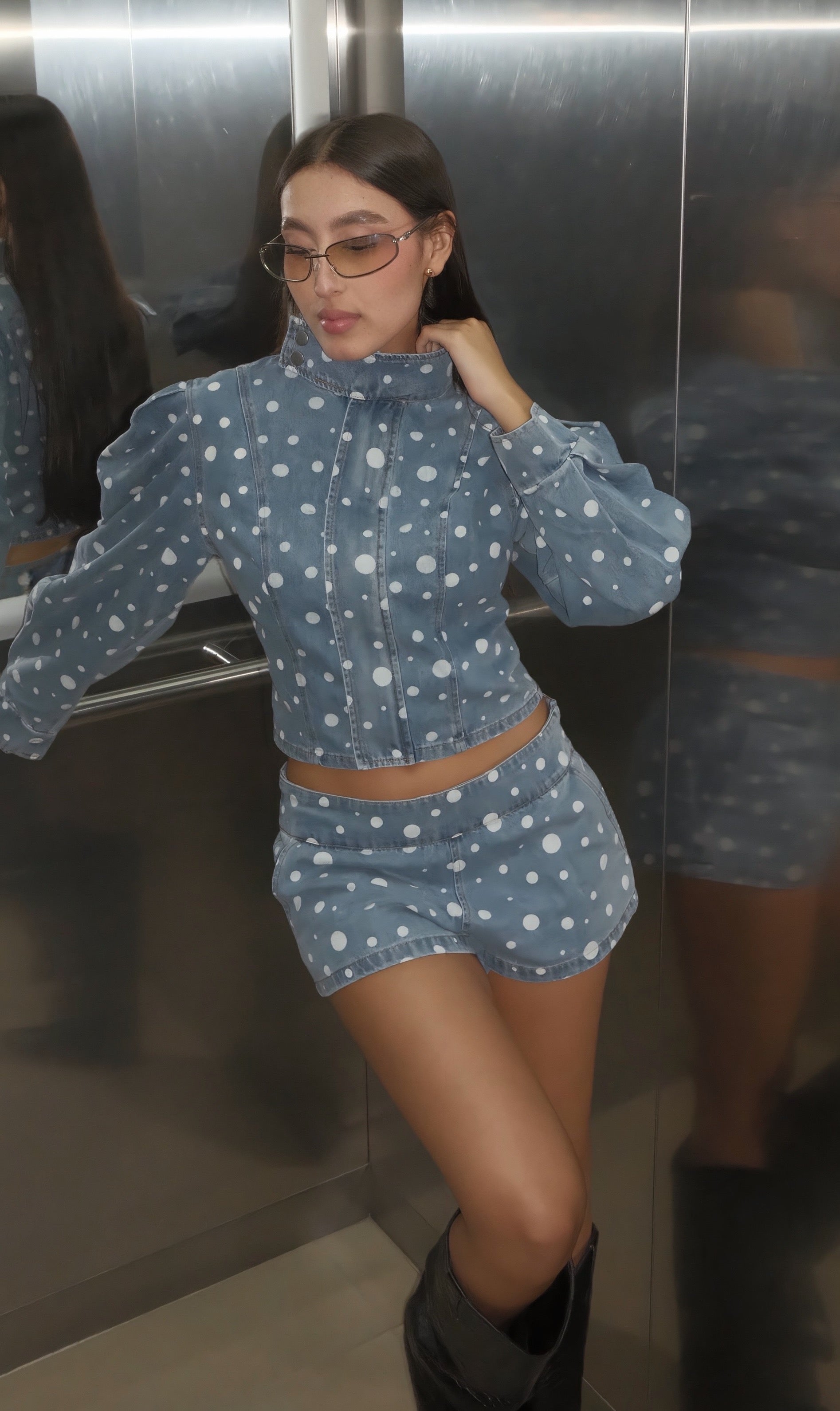 SET POLKA DOT DENIM 13788
